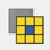 Magnet Quadrate Blume Gelb Blau (Voorkant / Achterkant)