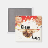 Magnet ~  Retro Fun Clean Dirty Dishwasmachine (Voorkant / Achterkant)