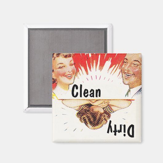Magnet ~  Retro Fun Clean Dirty Dishwasmachine (Voorkant / Achterkant)