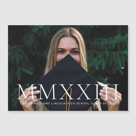 Magnet Roman Numeral Foto Afstuderen Aankondiging (Voorkant)