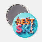 Magnet Rond Frigo - Uniek ontwerp - BEST SKI (Voorkant / Achterkant)