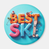 Magnet Rond Frigo - Uniek ontwerp - BEST SKI (Voorkant)