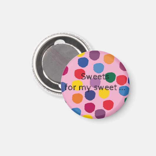 Magnet - rosa mit Punkten und Schriftzug (Voorkant / Achterkant)