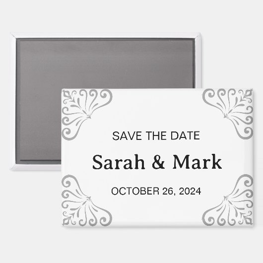 Magnet Save the Dates - Modern White Design (Voorkant / Achterkant)