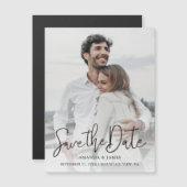 Magnet sparen de Data met Foto en Zwart Manuscript Magnetische Uitnodiging (Voorkant / Achterkant)