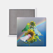 Magnet - Speelgoed Birds op Zonnebloem (Voorkant / Achterkant)