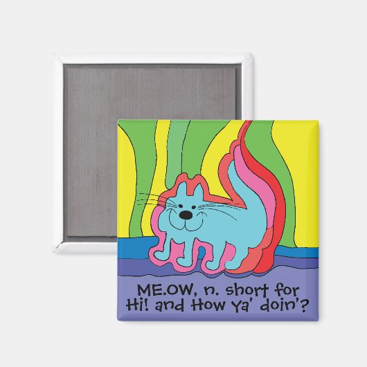 Magnet Square Cat Gezegde Hi (Voorkant / Achterkant)