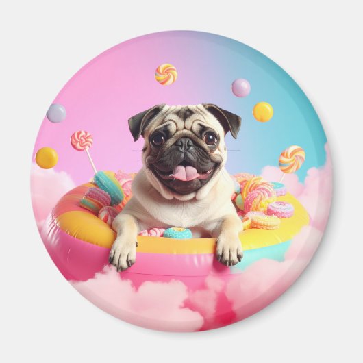 Magnet – Süßer glücklicher Mops  (Voorkant)