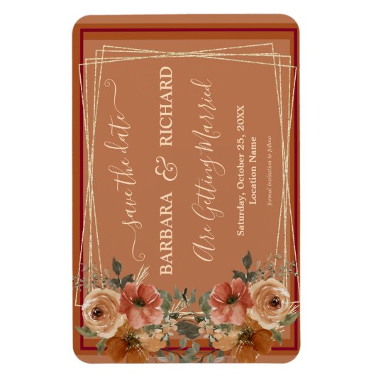 MAGNET Terracotta Floral Elegant Save Date Magneet (Verticaal)