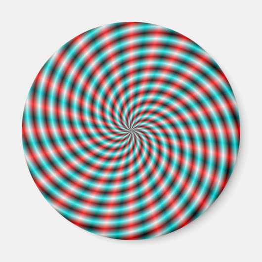 Magnet Turquoise en Red Spiral Rays (Voorkant)