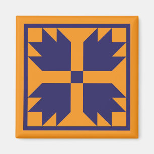 Magnet - UC Beer Paw Quilt Block (blauw op goud)