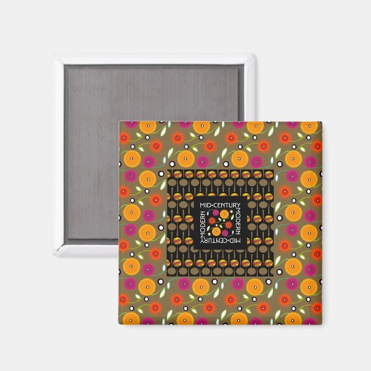 Magnet uit de mid-century Flowers (Voorkant / Achterkant)