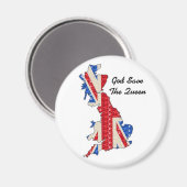 Magnet UK Flag God red de koningin (Voorkant / Achterkant)