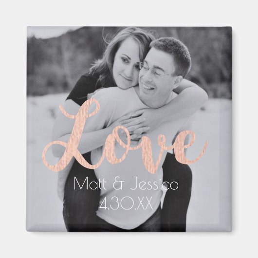 Magnet Wedding Favor- Photo with Rose Gold (Voorkant)