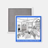 Magnet: Wheaten Terriër: "Studs bij de kachel" Magneet (Voorkant / Achterkant)