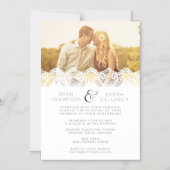 Magnet White Lace Verloving Trouwfoto Magnetische Uitnodiging (Voorkant)