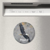 Magnet with Bald Eagle picture and the word Peace (Insitu (Vaatwasser))