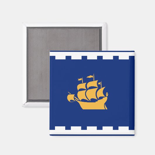 Magnet with Flag of Quebec City, Canada (Voorkant / Achterkant)