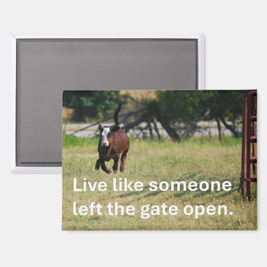 Magnet with Galloping Calf and encouraging quote (Voorkant / Achterkant)