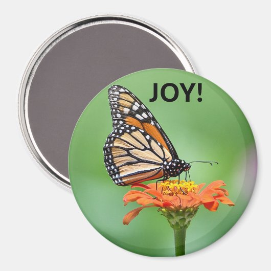 Magnet with Monarch butterfly, flower, and JOY! (Voorkant / Achterkant)