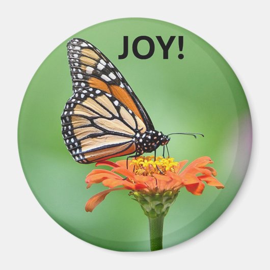 Magnet with Monarch butterfly, flower, and JOY! (Voorkant)