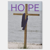 Magnet with picture of Cross on the beach (Voorkant)