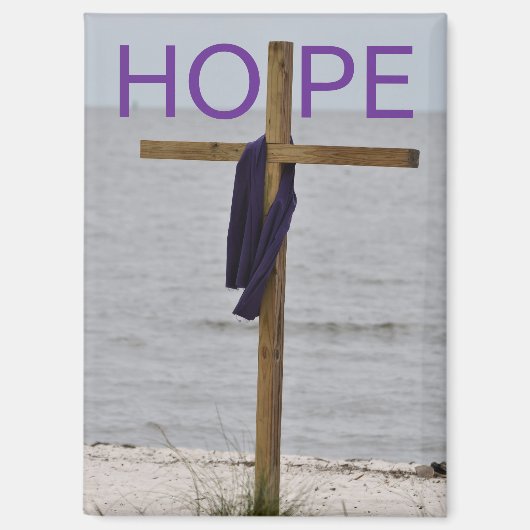 Magnet with picture of Cross on the beach (Voorkant)