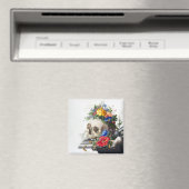 Magnet with skull and flowers scene. (Insitu (Vaatwasser))