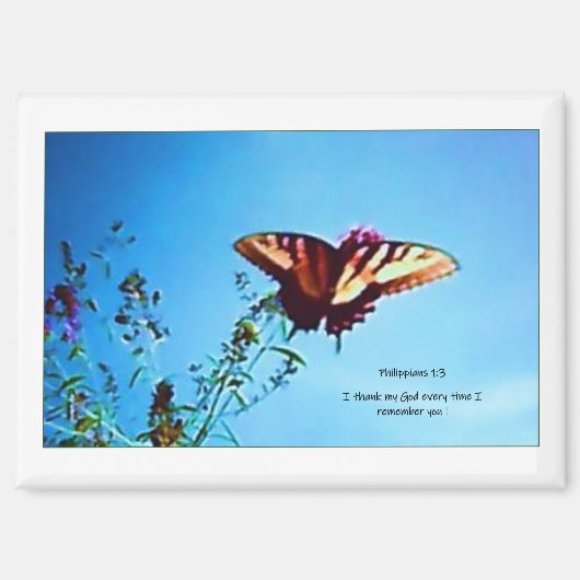 Magnet Yellow Butterfly Phillipians 1:3 (Voorkant)