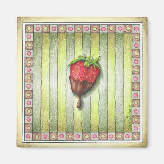 MAGNETEN - CHOCOLADE BEDekte AARDBEI (Voorkant)