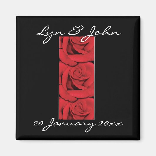 Magneten - elegante zwarte en rode rozen (Voorkant)
