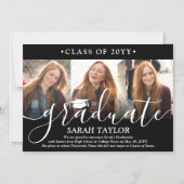 Magnetic 3 Photo Black Afstuderen aangekondigd Magnetische Uitnodiging (Voorkant)