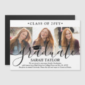 Magnetic 3 Photo Collage Afstuderen aangekondigd Magnetische Uitnodiging (Voorkant / Achterkant)