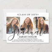 Magnetic 3 Photo Collage Afstuderen aangekondigd Magnetische Uitnodiging (Voorkant)