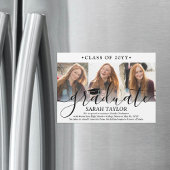 Magnetic 3 Photo Collage Afstuderen aangekondigd Magnetische Uitnodiging