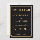 Magnetic Art Deco Black Wedding Save the Date Magnetische Uitnodiging (Voorkant)