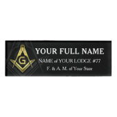 Magnetic Black & Gold Masonic Name Badges (Voorkant)