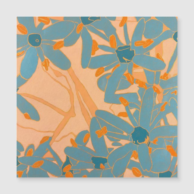 Magnetic Card Contemporary Leaf Design in Peach (Voorkant)