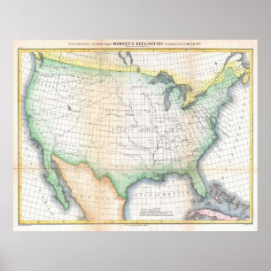 Magnetic Declination Map Verenigde Staten Poster