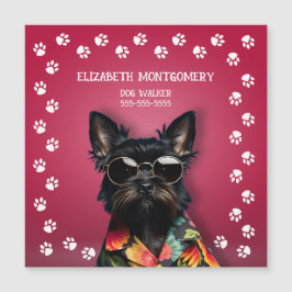 MAGNETIC Dog Walker Paw Print Rand Grote Kaart Magnetische Uitnodiging