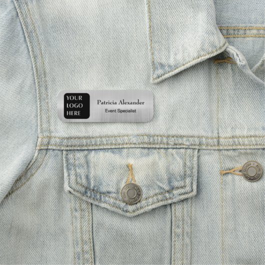 Magnetic Faux Silver Company Logo naamplaatje (In situ)