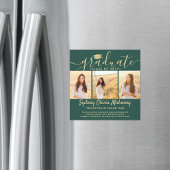 Magnetic Green Gold Afstuderen Fotoaankondiging Magnetische Uitnodiging