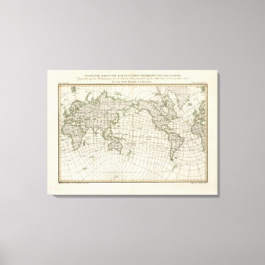 Magnetic Map of the World Canvas Afdruk (Voorkant)