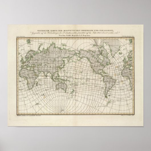Magnetic Map of the World Poster (Voorkant)