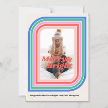 Magnetic Merry & Bright Retro Holiday-fotokaart