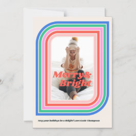 Magnetic Merry & Bright Retro Holiday-fotokaart Magnetische Uitnodiging