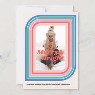 Magnetic Merry & Bright Retro Holiday-fotokaart Magnetische Uitnodiging