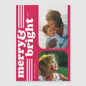 Magnetic Merry & Bright Retro Magenta-fotokaart (Voorkant)