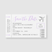 Magnetic Mini Boarding Pass Save the Date Lila (Voorkant)