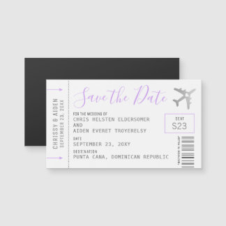 Magnetic Mini Boarding Pass Save the Date Lila
